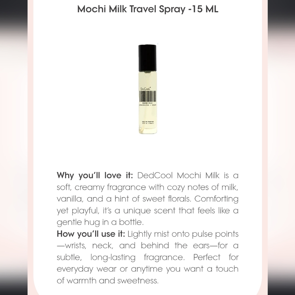 DedCool Mochi Milk Travel Spray 15ml Mini New BNIB - Picture 2 of 4